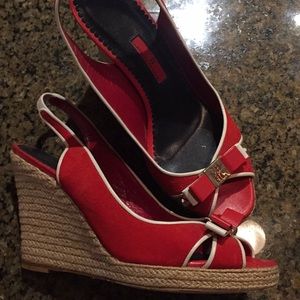 Carolina Herrera Red Suede Wedges